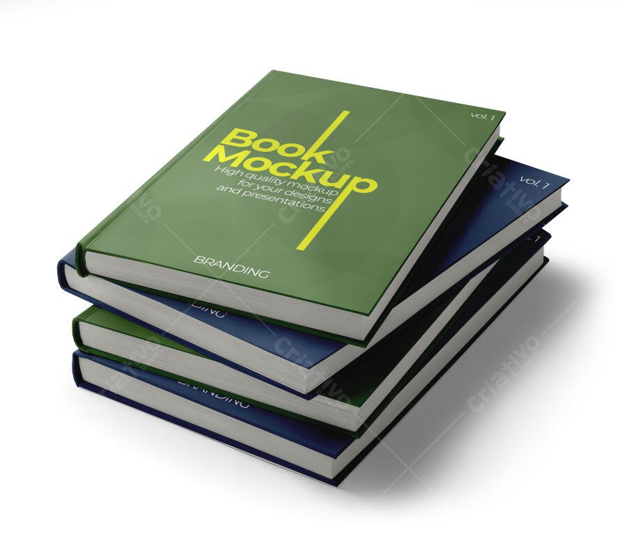 Mockup Livros Empilhados Capa Dura Vista Superior Editável