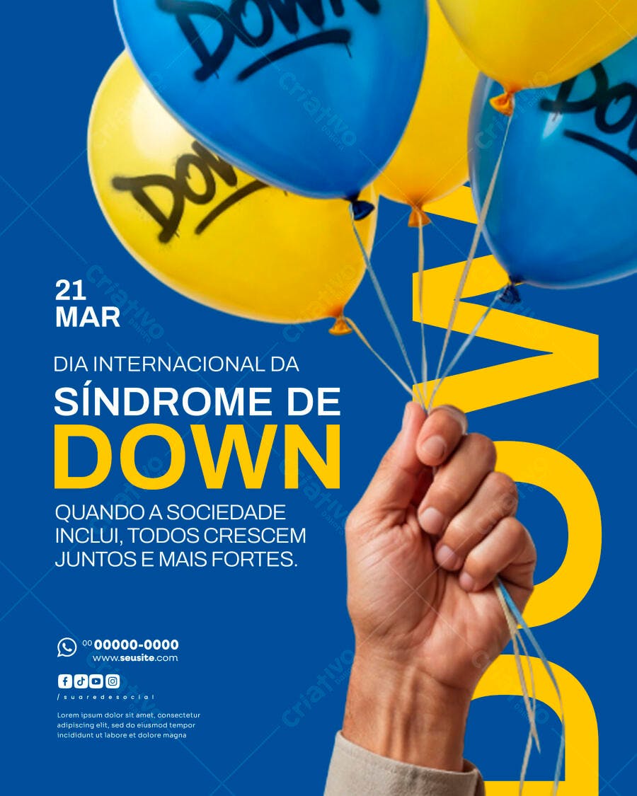 Flyer Dia Internacional da Síndrome de Down Março PSD Editável