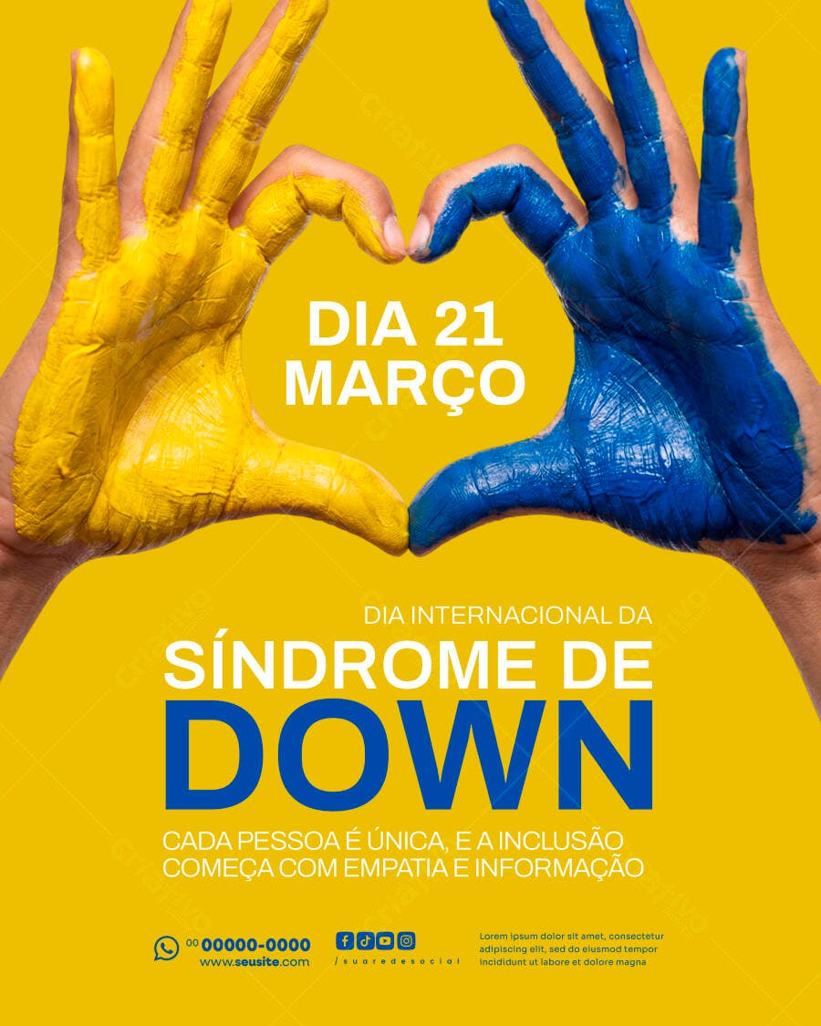 Flyer Dia Internacional da Síndrome de Down Março PSD Editável