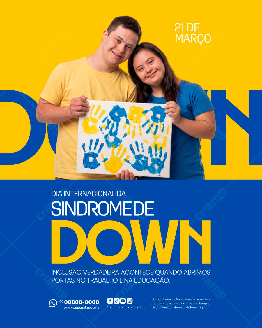 Post Dia Mundial da Síndrome de Down 21 de Março PSD Editável
