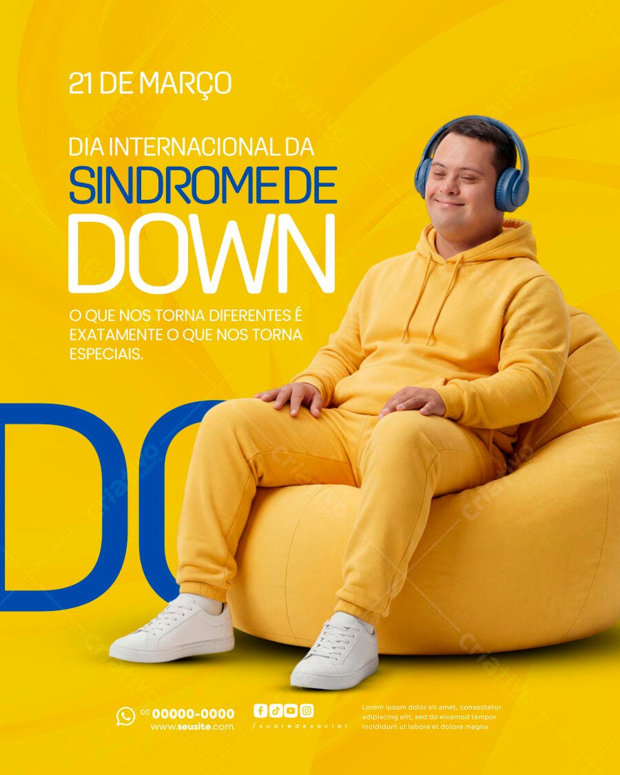 Post Instagram Dia Internacional da Síndrome de Down PSD Editável