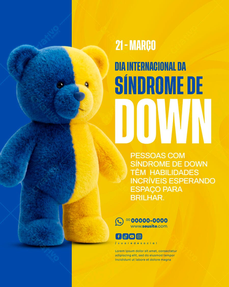 Post Dia Internacional da Síndrome de Down 21 de Março PSD Editável