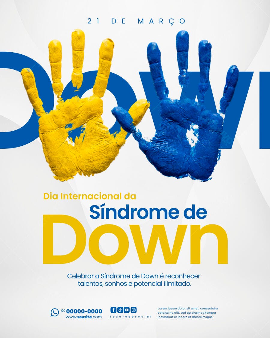 Post Dia Internacional Síndrome de Down 21 de Março PSD Editável