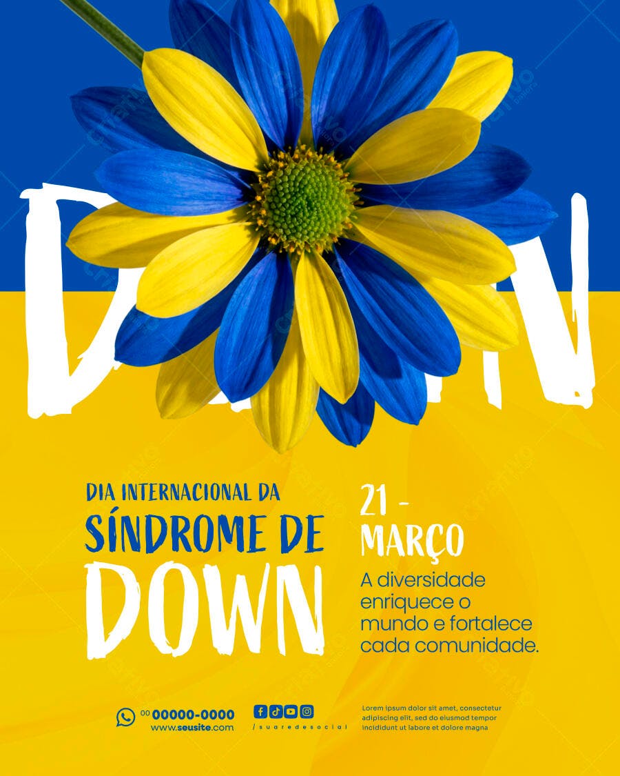 Post Instagram Dia Internacional Síndrome de Down 21 Março PSD Editável