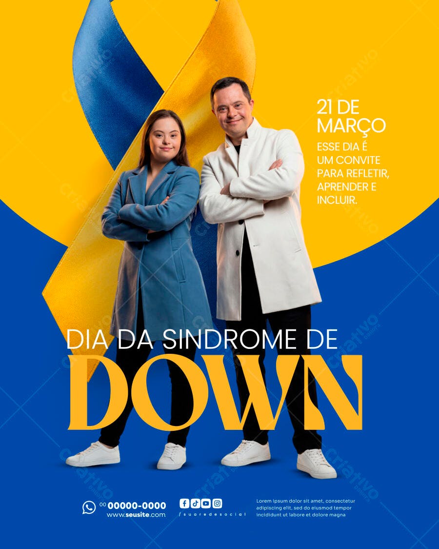 Post Dia da Síndrome de Down 21 de Março PSD Editável