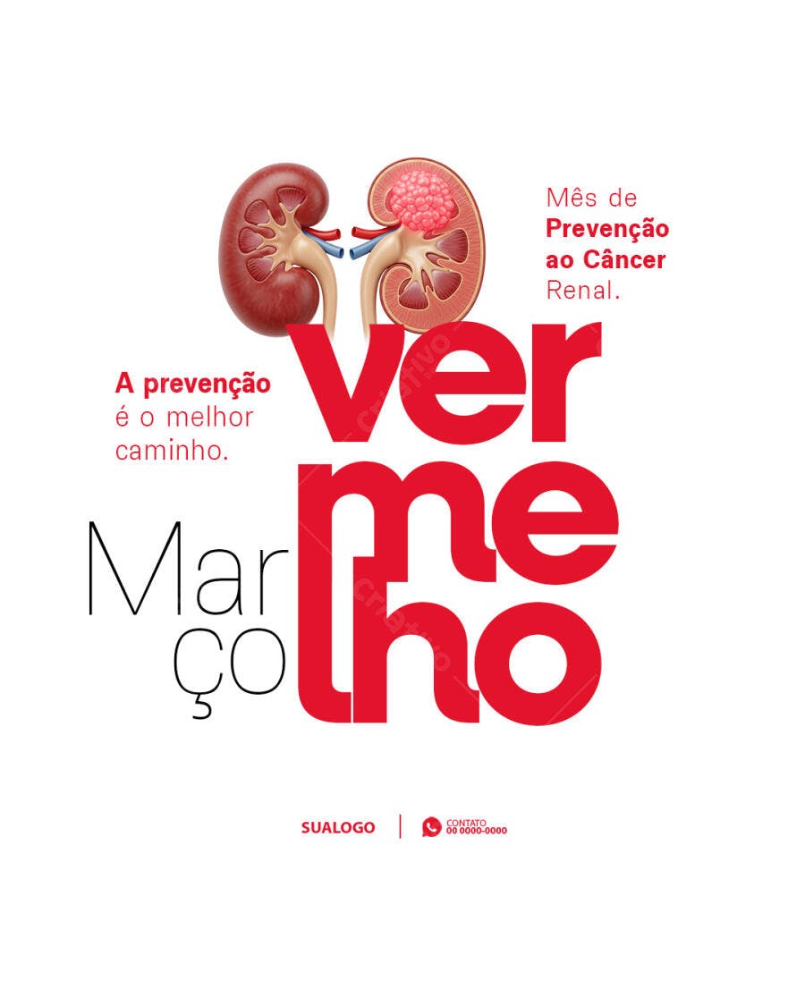 Post Instagram Março Vermelho Câncer Renal PSD Editável