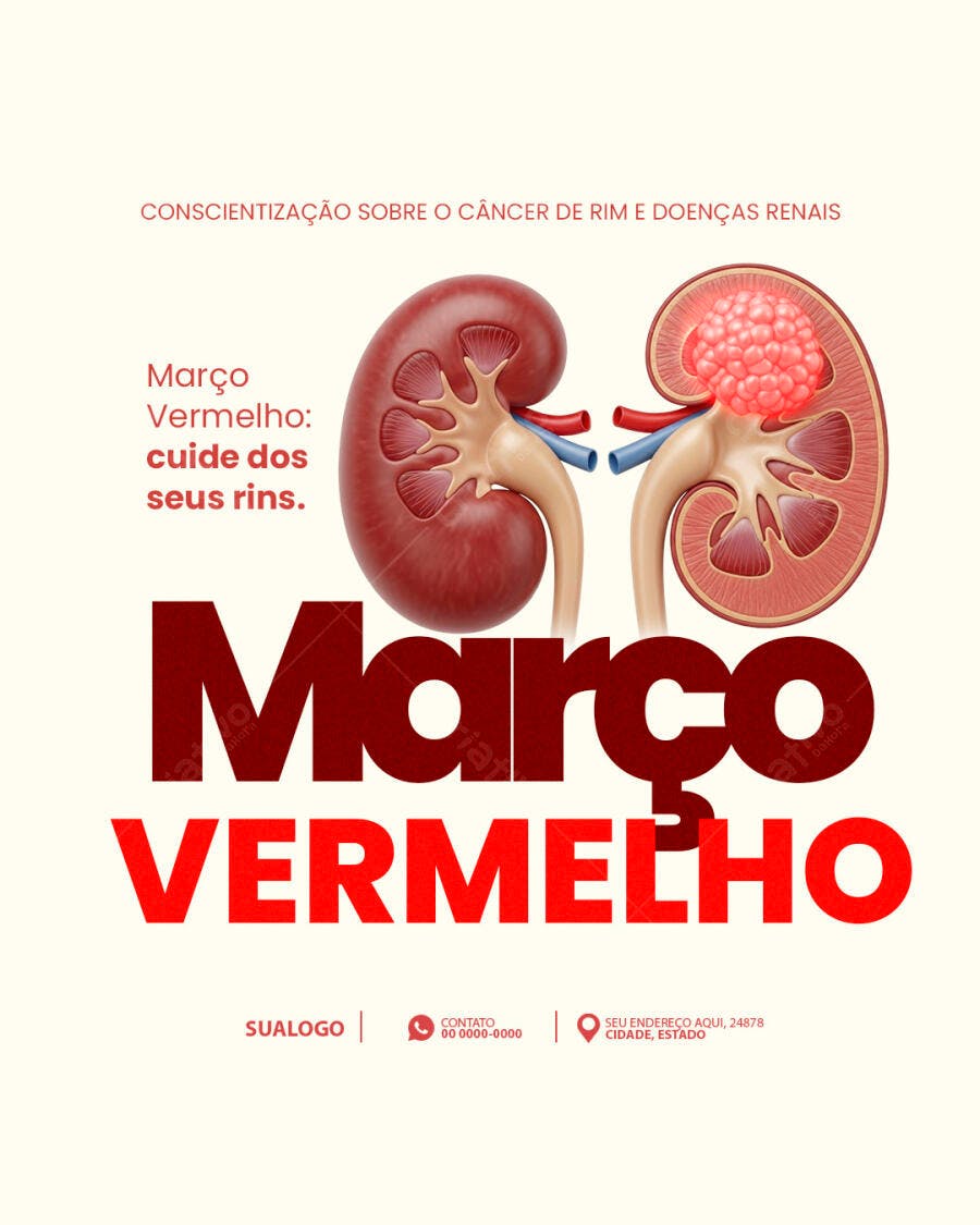 Post Março Vermelho Conscientização Saúde PSD Editável