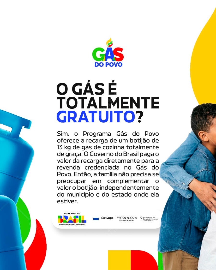 Flyer Programa Gás do Povo Gratuito PSD Editável