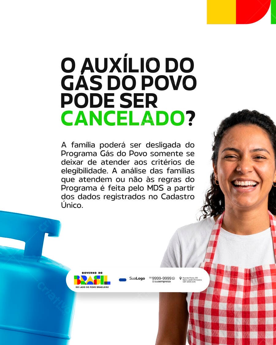 Post Social Media Auxílio Gás do Povo PSD Editável