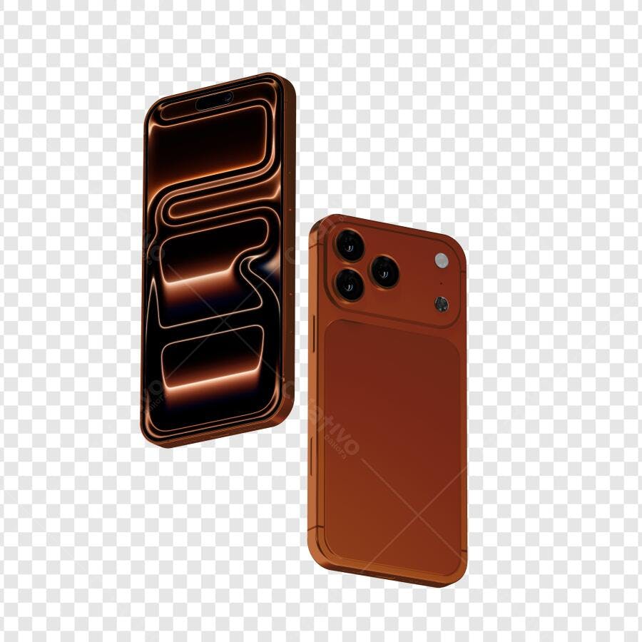 Elemento 3D Smartphone Marrom Moderno PNG Fundo Transparente