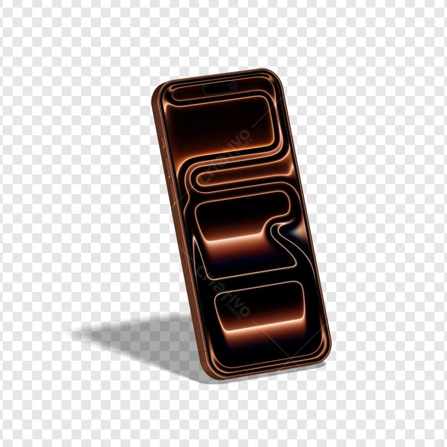 Elemento 3D Barra Chocolate Escuro Neon PNG Fundo Transparente