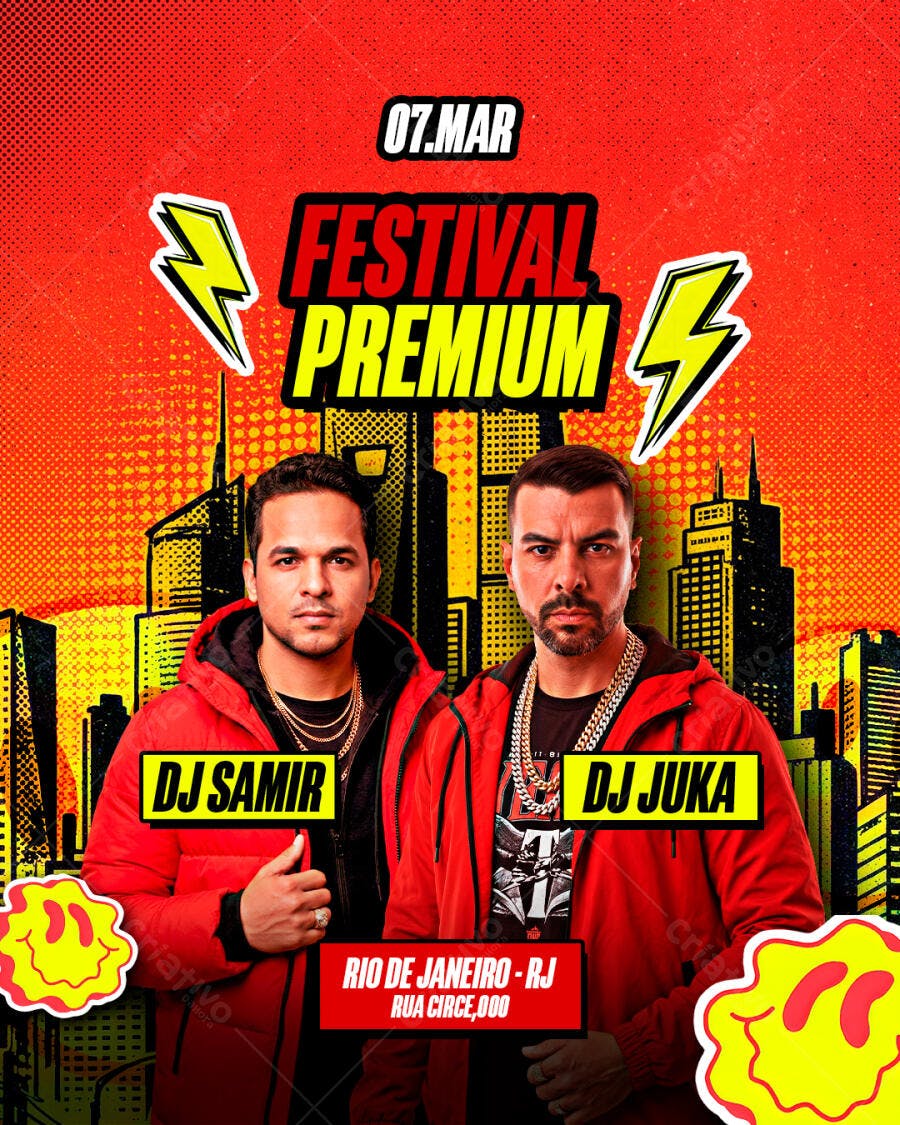 Flyer Festival Premium DJs Março PSD Editável