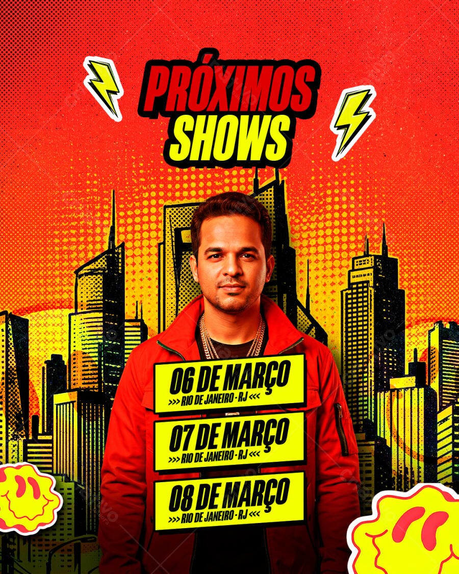 Post Instagram Próximos Shows Evento Musical PSD Editável