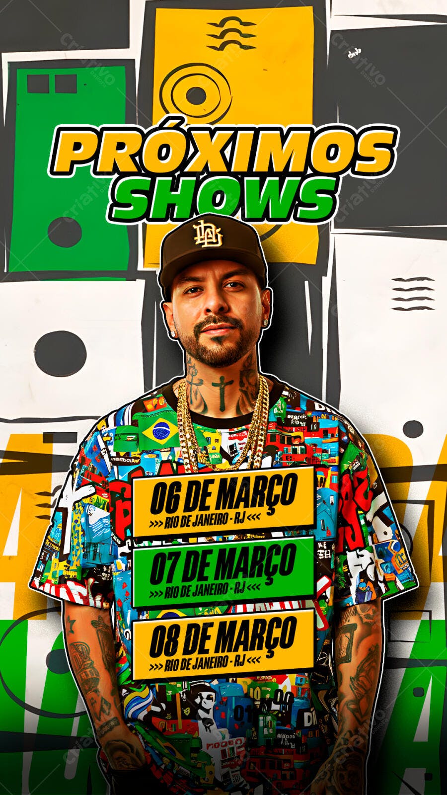 Post Instagram Próximos Shows Março Eventos PSD Editável