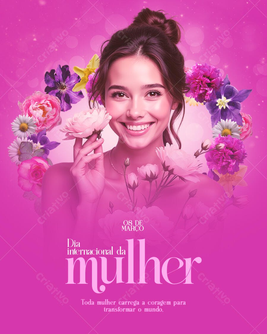 Post Instagram Dia Internacional da Mulher 8 de Março PSD Editável