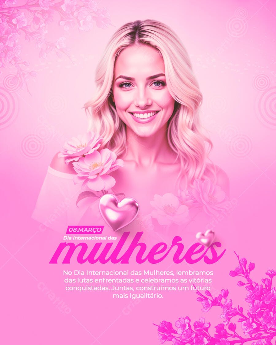 Post Instagram Dia da Mulher 8 de Março PSD Editável