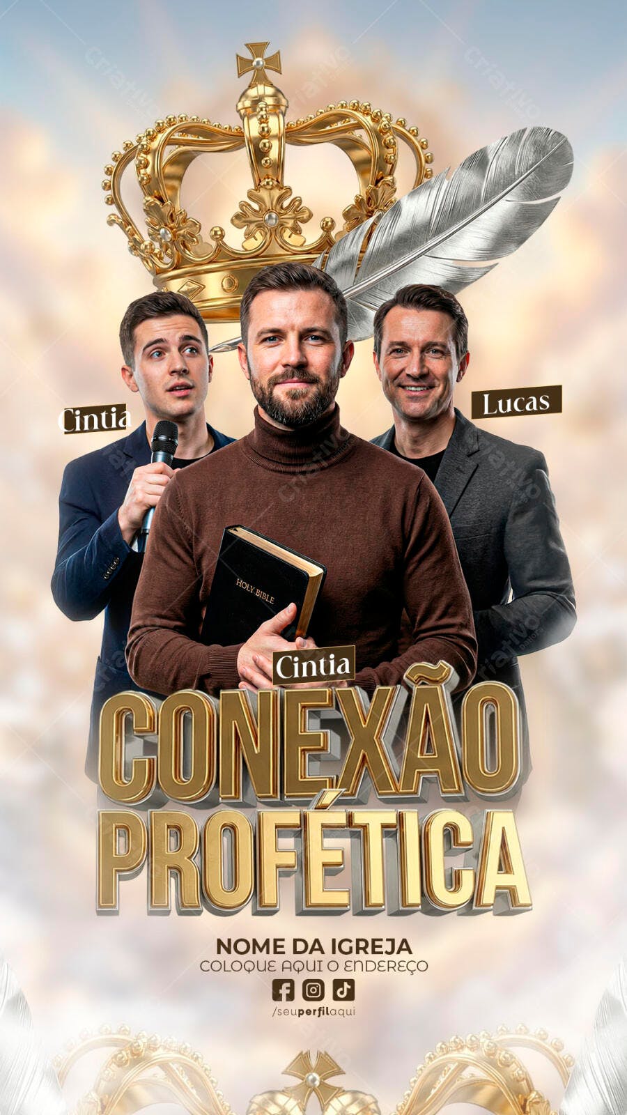 Post Instagram Conexão Profética Igreja PSD Editável