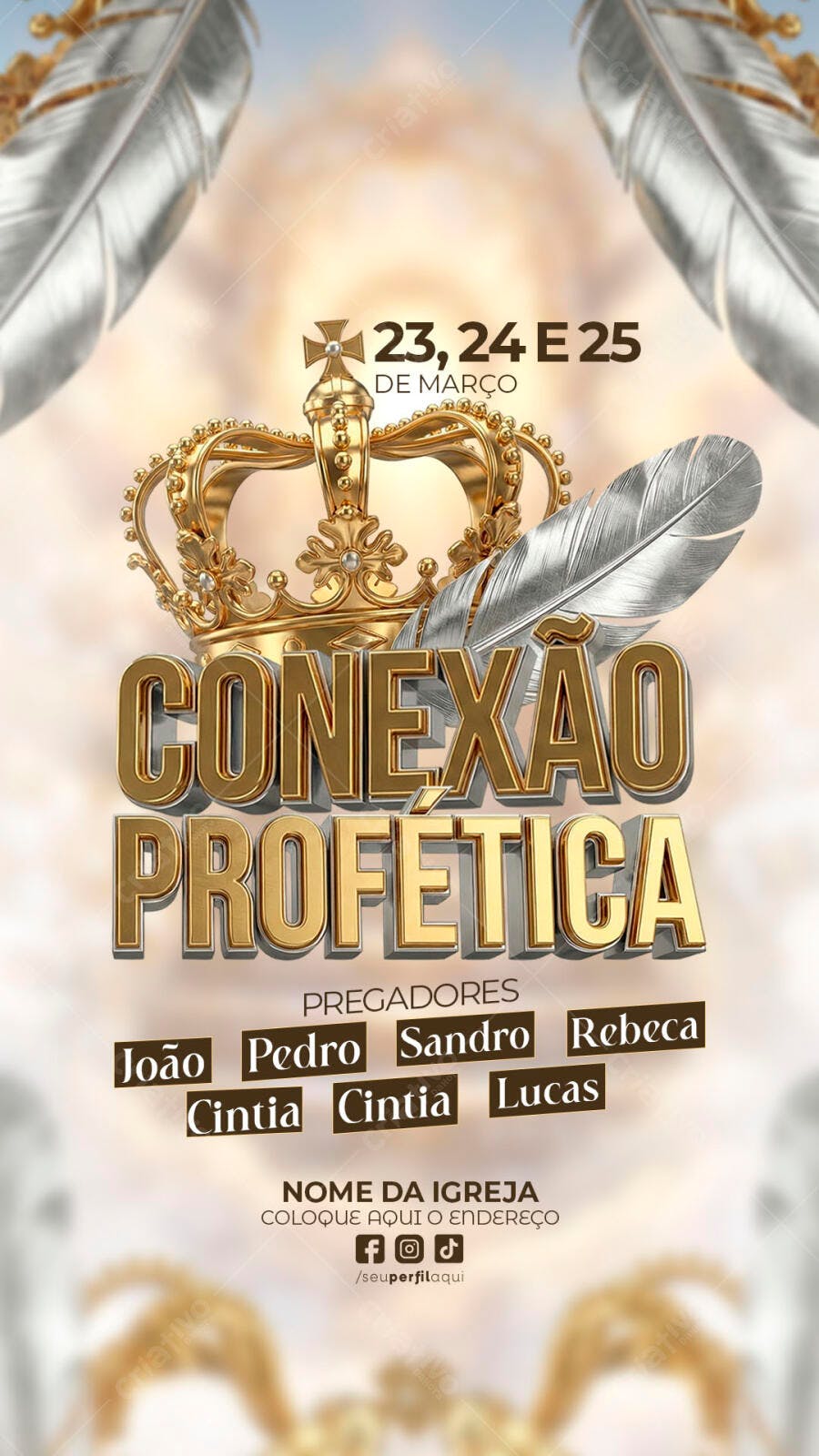 Flyer Conexão Profética Evento Igreja Março PSD Editável