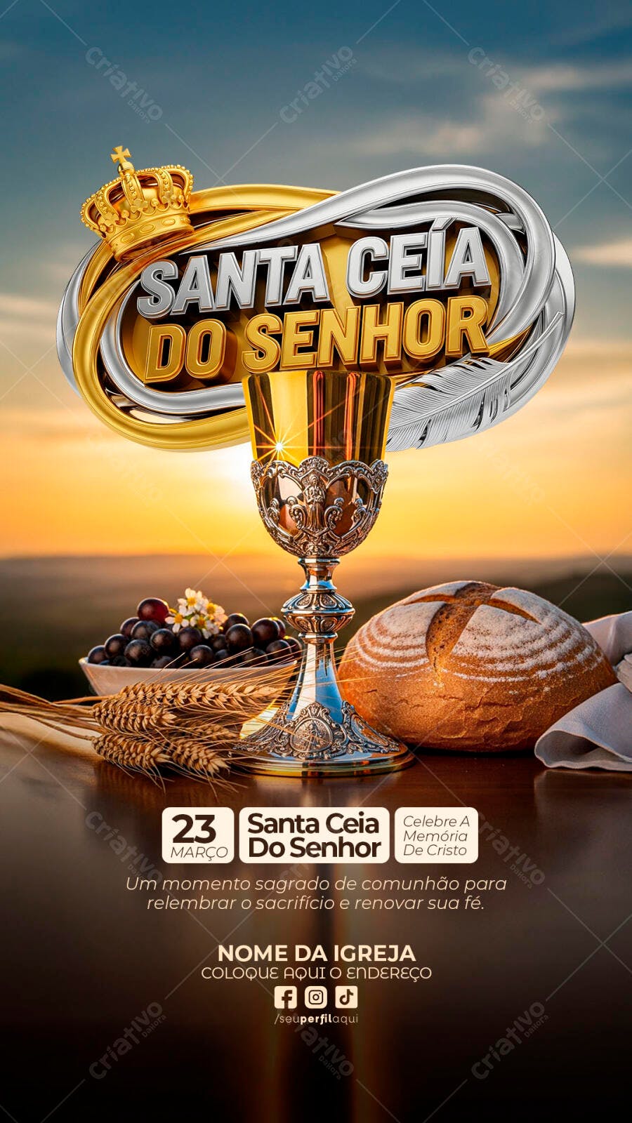 Post Instagram Santa Ceia do Senhor Março PSD Editável