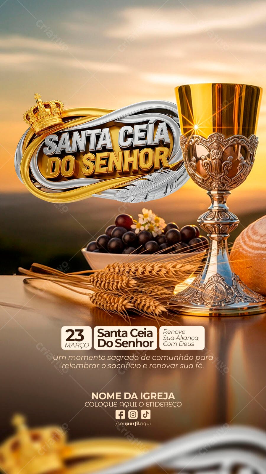 Post Instagram Santa Ceia do Senhor Igreja PSD Editável