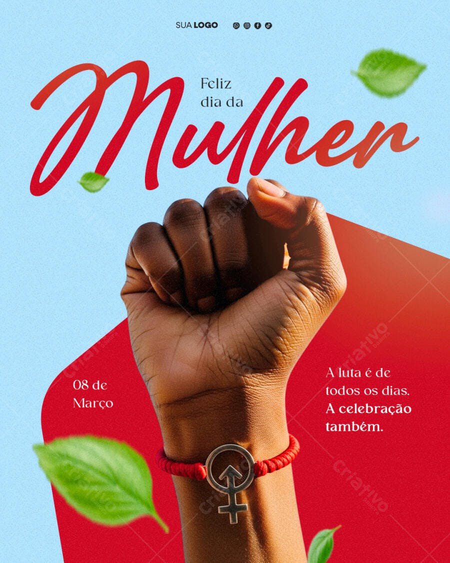 Post Instagram Dia da Mulher 8 de Março PSD Editável