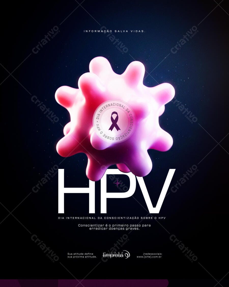 Post Instagram Dia Internacional HPV Conscientização PSD Editável