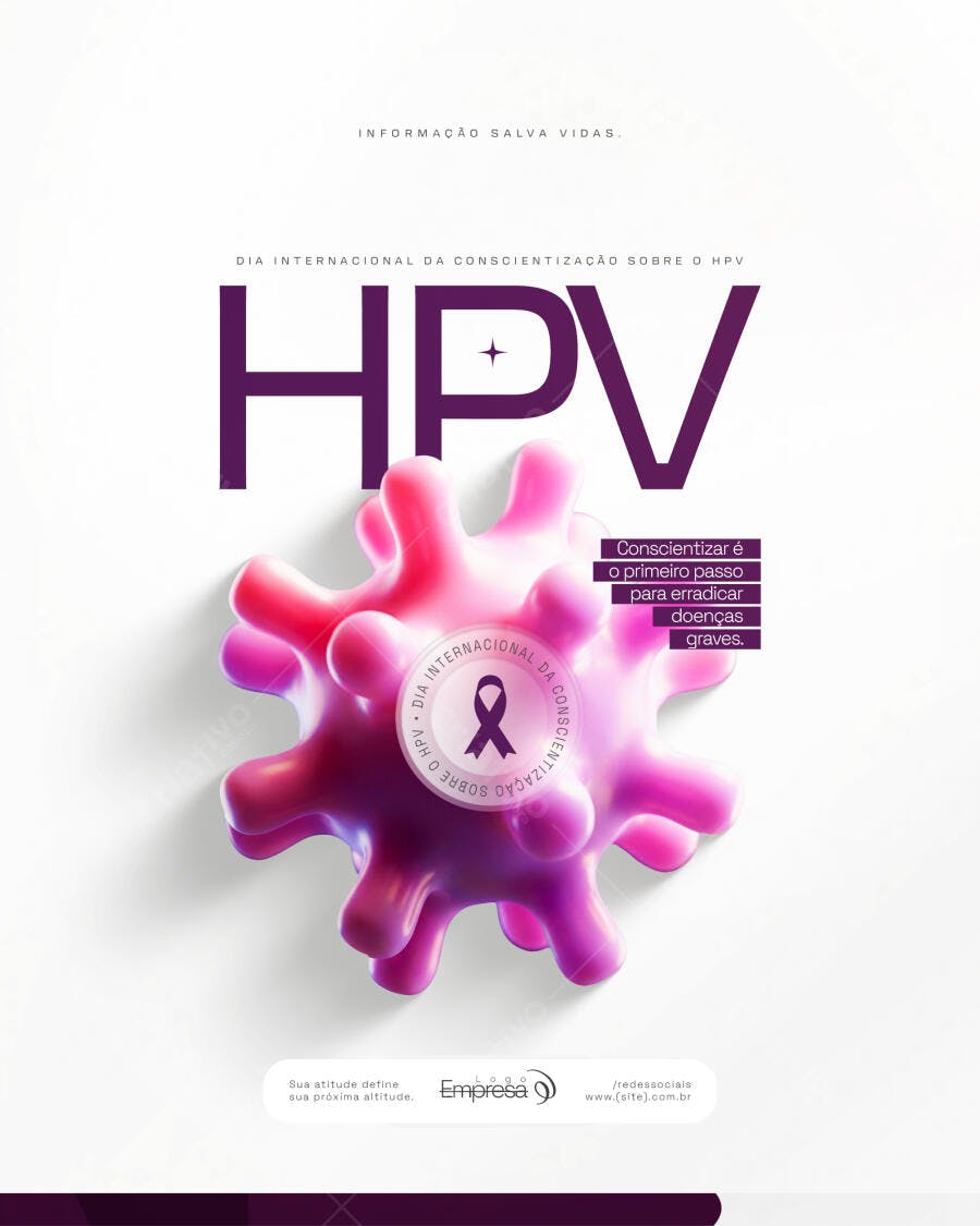 Post Dia Internacional Conscientização HPV PSD Editável