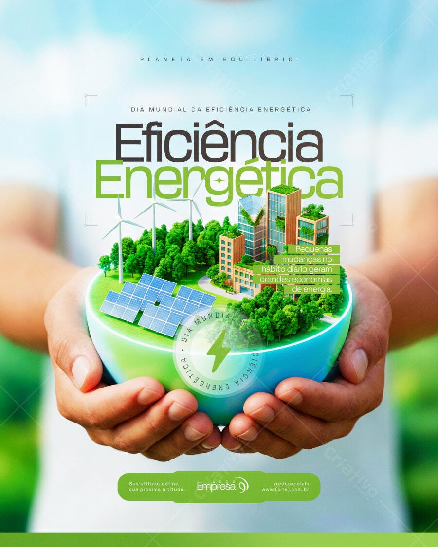 Flyer Dia Mundial Eficiência Energética PSD Editável