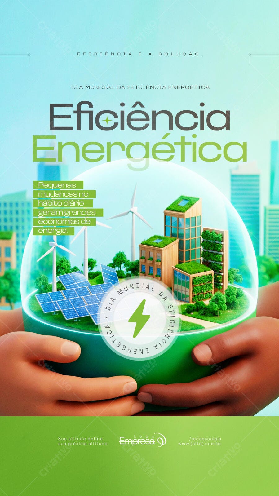 Post Instagram Dia Mundial Eficiência Energética PSD Editável