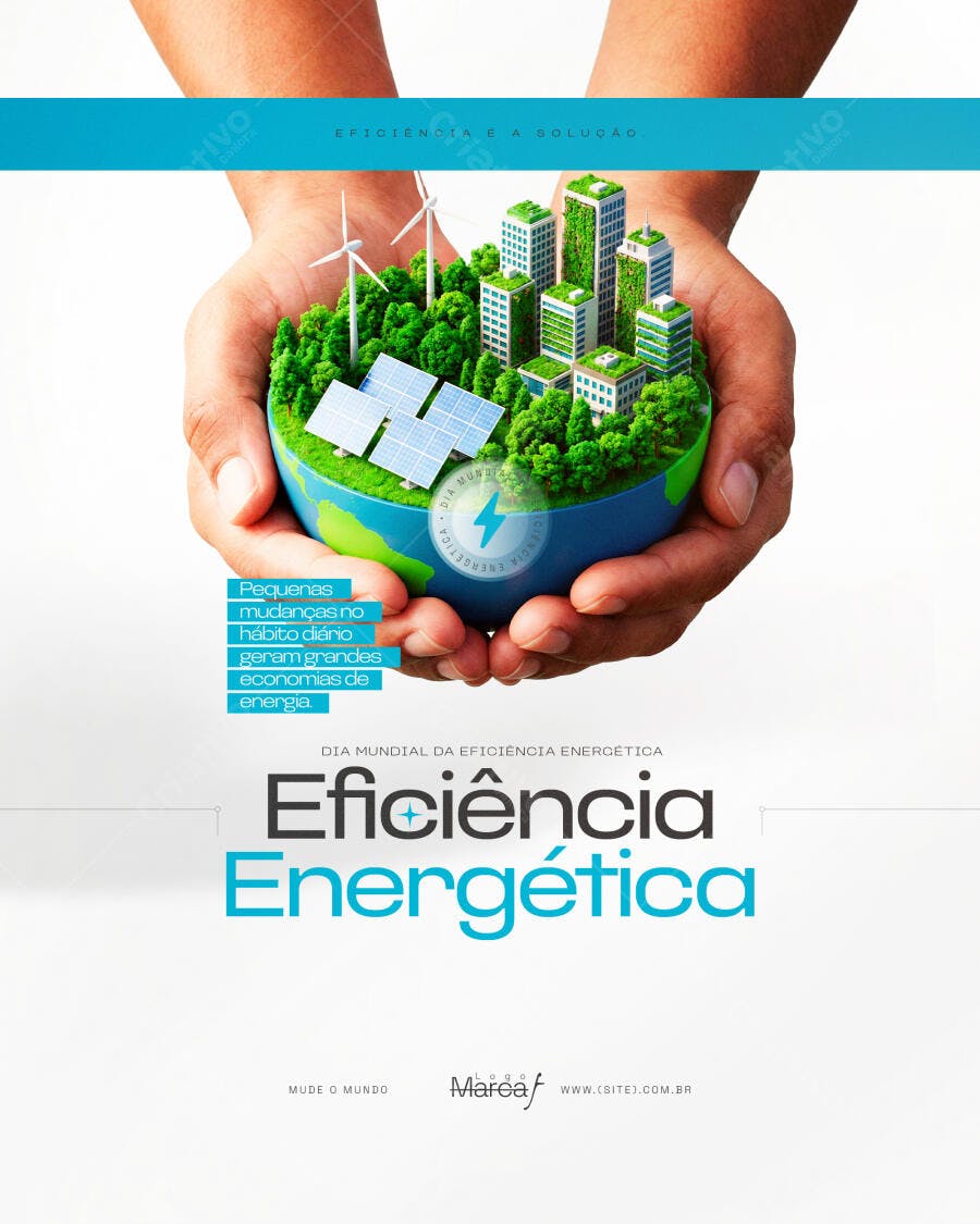 Flyer Dia Mundial Eficiência Energética PSD Editável