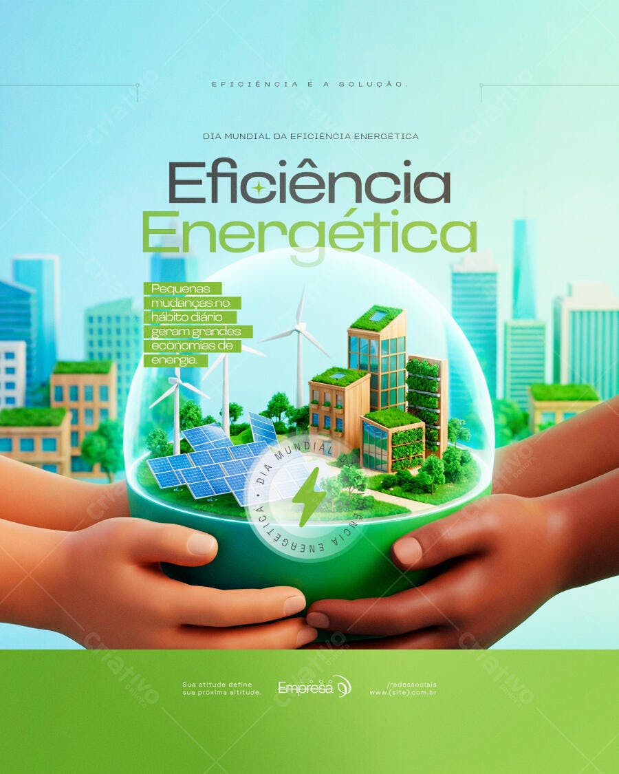 Post Eficiência Energética Dia Mundial Sustentabilidade PSD Editável