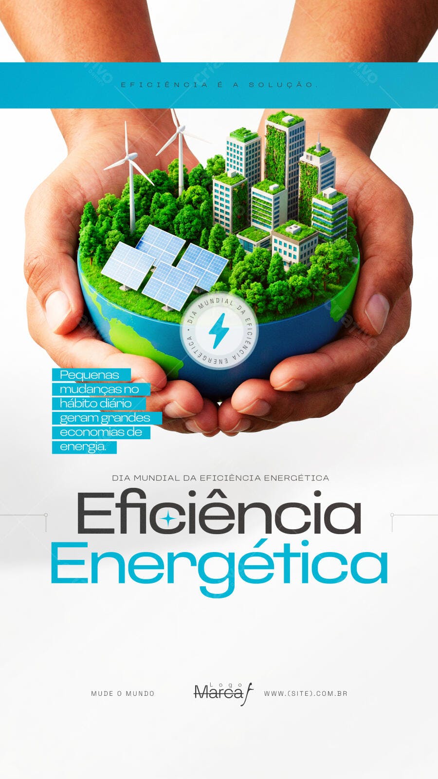 Post Dia Mundial Eficiência Energética PSD Editável