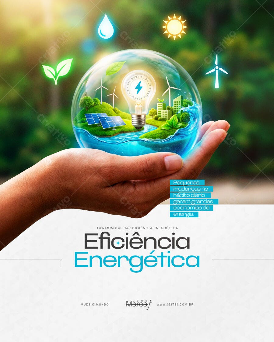 Flyer Eficiência Energética Sustentabilidade PSD Editável