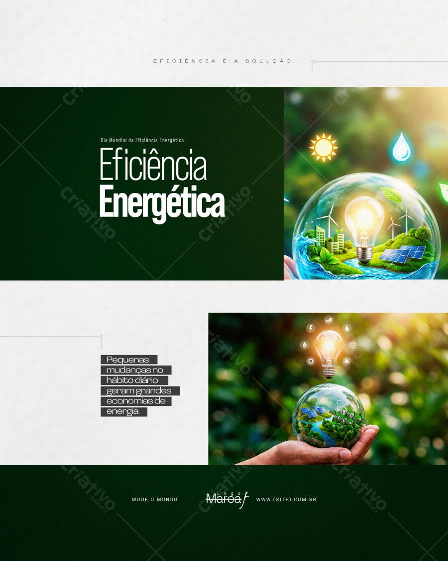 Post Instagram Eficiência Energética Sustentabilidade PSD Editável