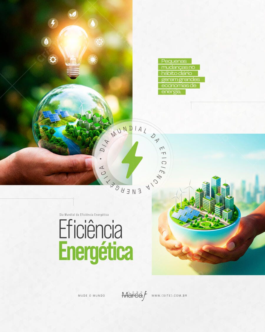 Post Dia Mundial Eficiência Energética PSD Editável