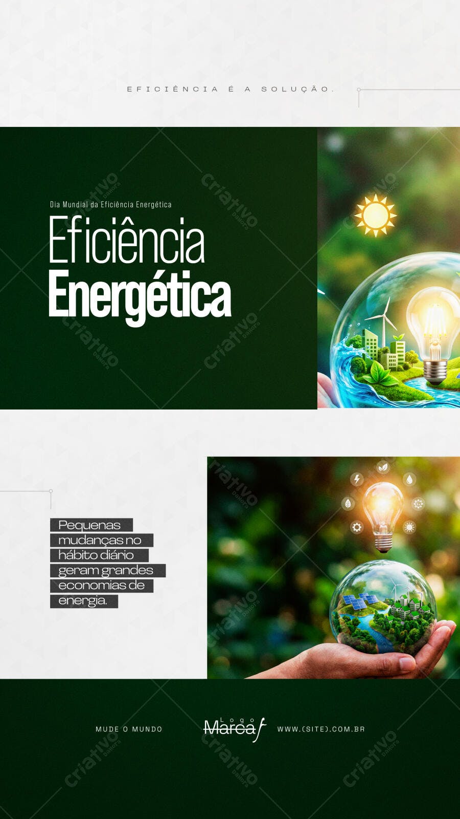 Post Instagram Eficiência Energética Sustentabilidade PSD Editável