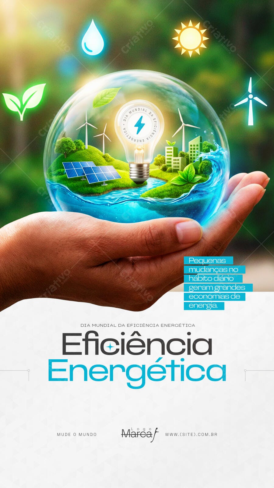 Post Dia Mundial Eficiência Energética PSD Editável