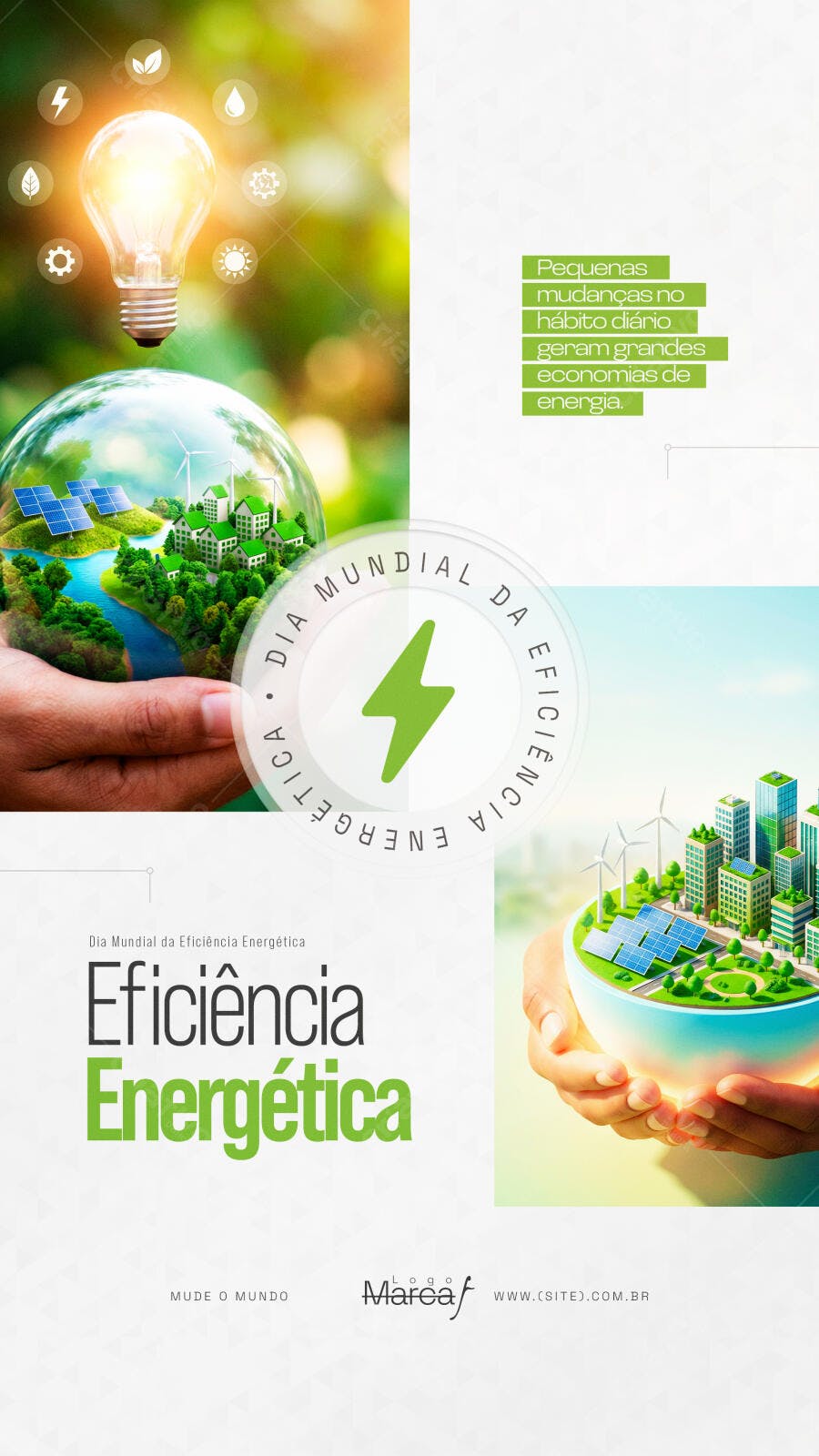 Post Instagram Dia Mundial Eficiência Energética PSD Editável