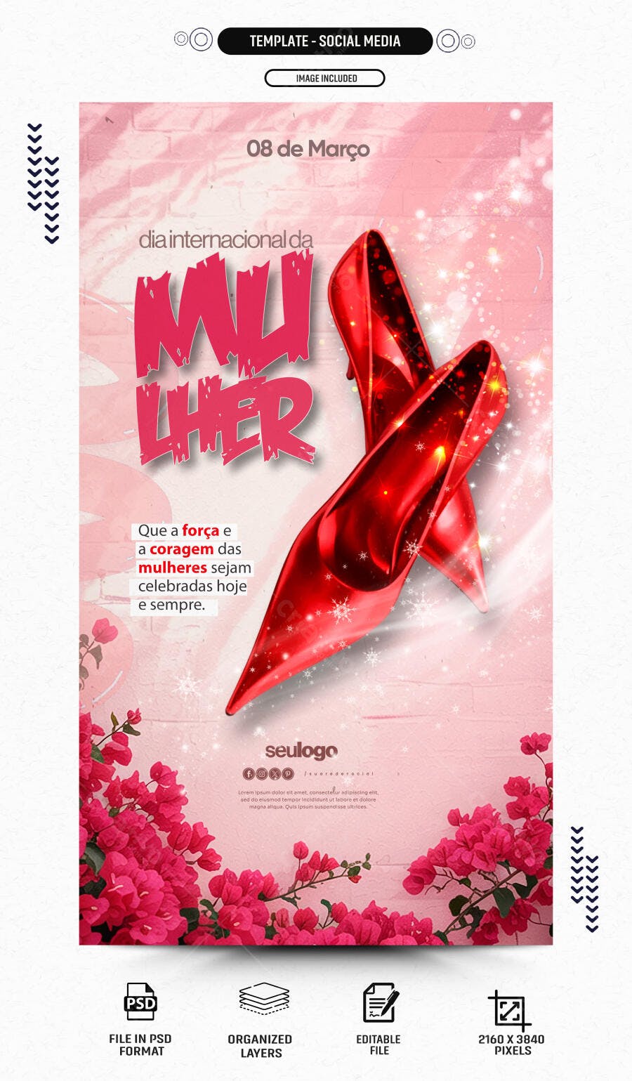 Story Dia Internacional da Mulher 8 de Março PSD Editável