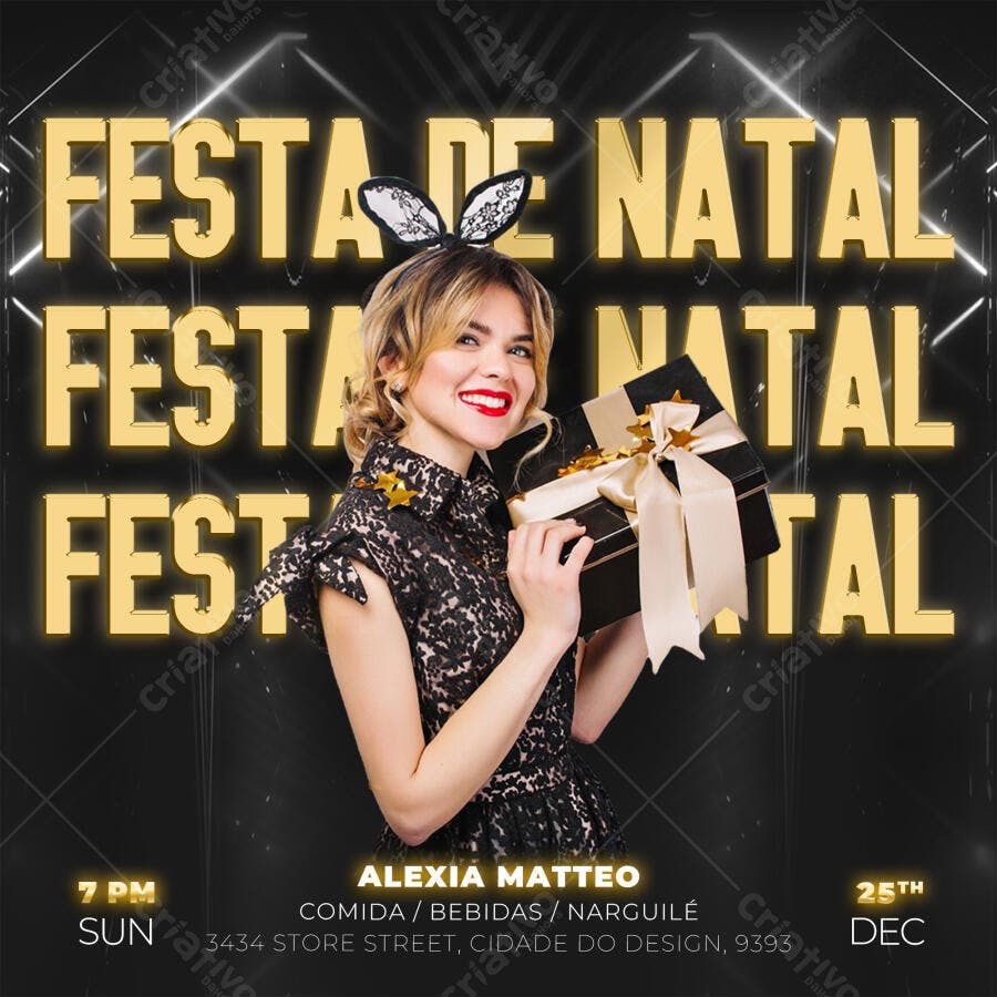 Post Instagram Festa de Natal Balada PSD Editável