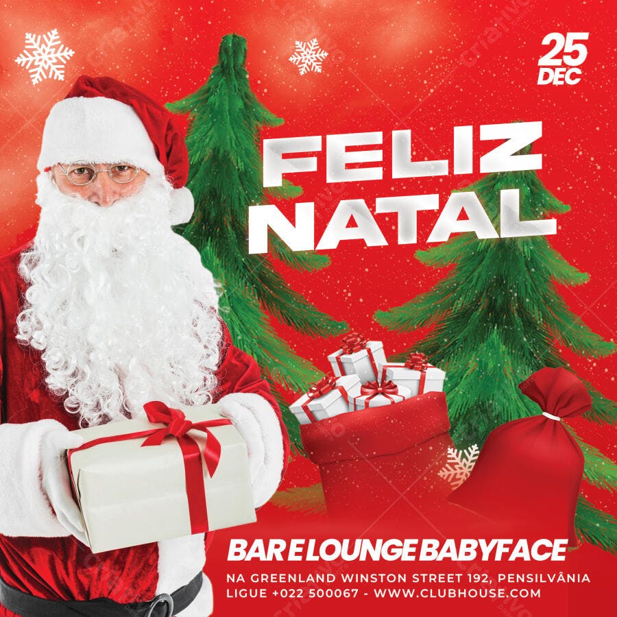Post Feliz Natal Papai Noel Vermelho PSD Editável