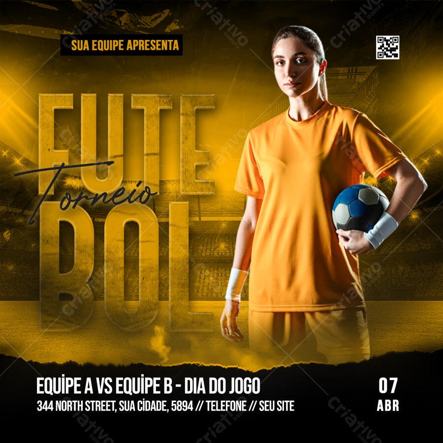 Post Instagram Torneio Futebol Feminino PSD Editável