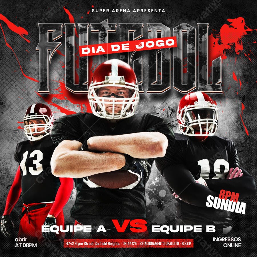 Flyer Futebol Americano Dia de Jogo PSD Editável
