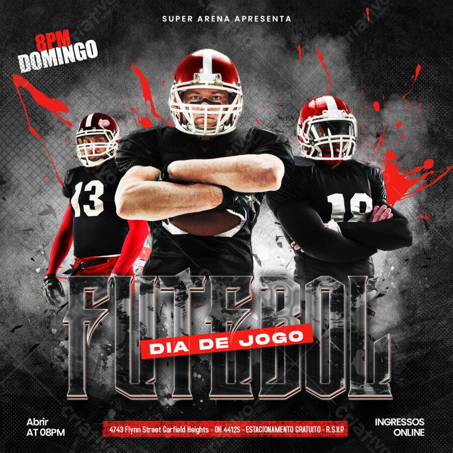 Post Instagram Futebol Americano Dia de Jogo PSD Editável
