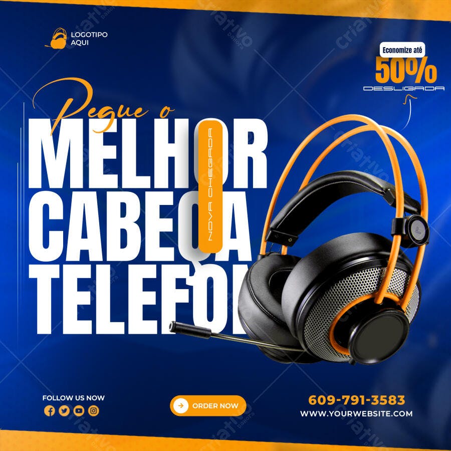 Post Instagram Fone de Ouvido Eletrônicos PSD Editável