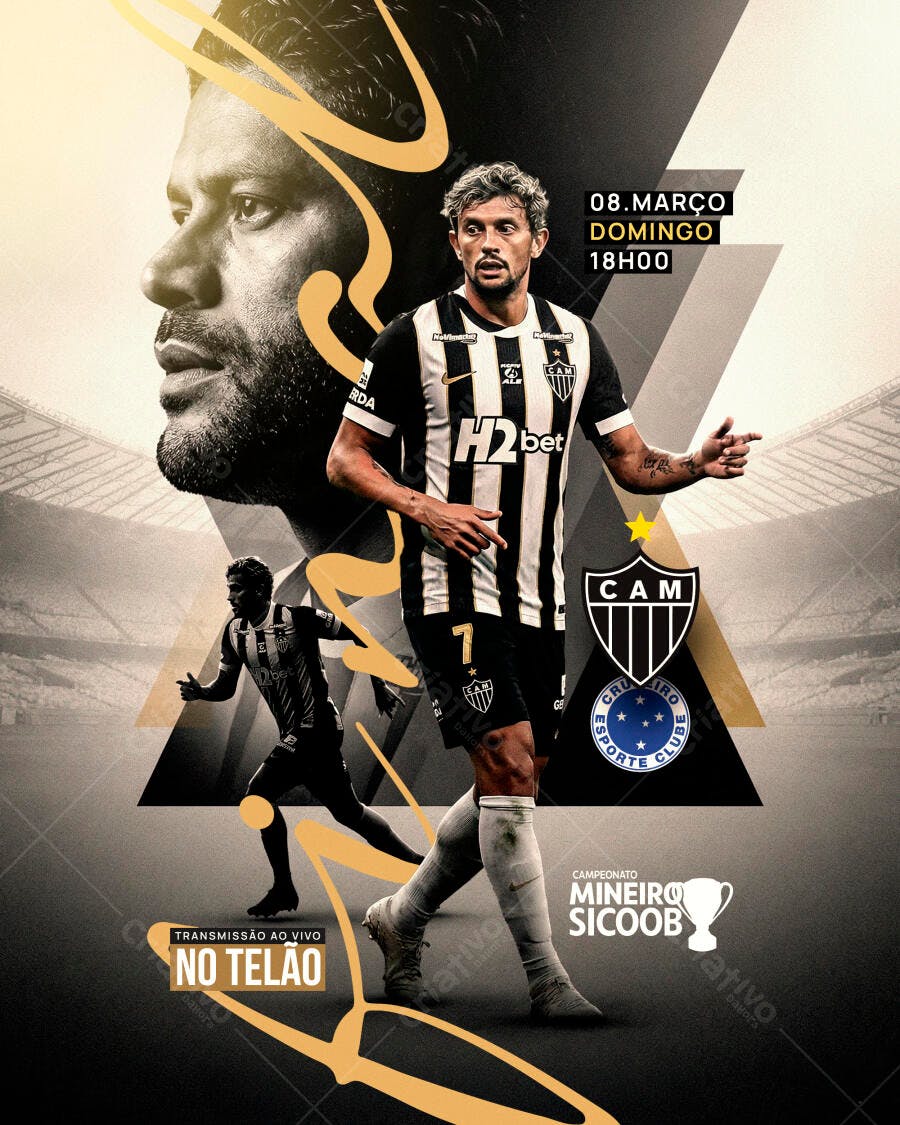 Post Futebol Atlético Mineiro x Cruzeiro PSD Editável