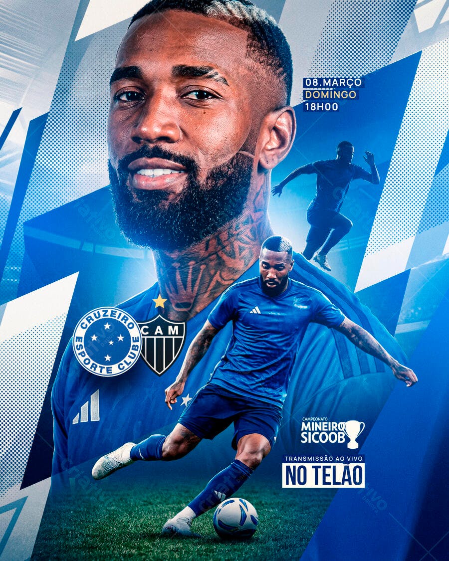 Post Social Media Futebol Cruzeiro Atlético Mineiro PSD Editável