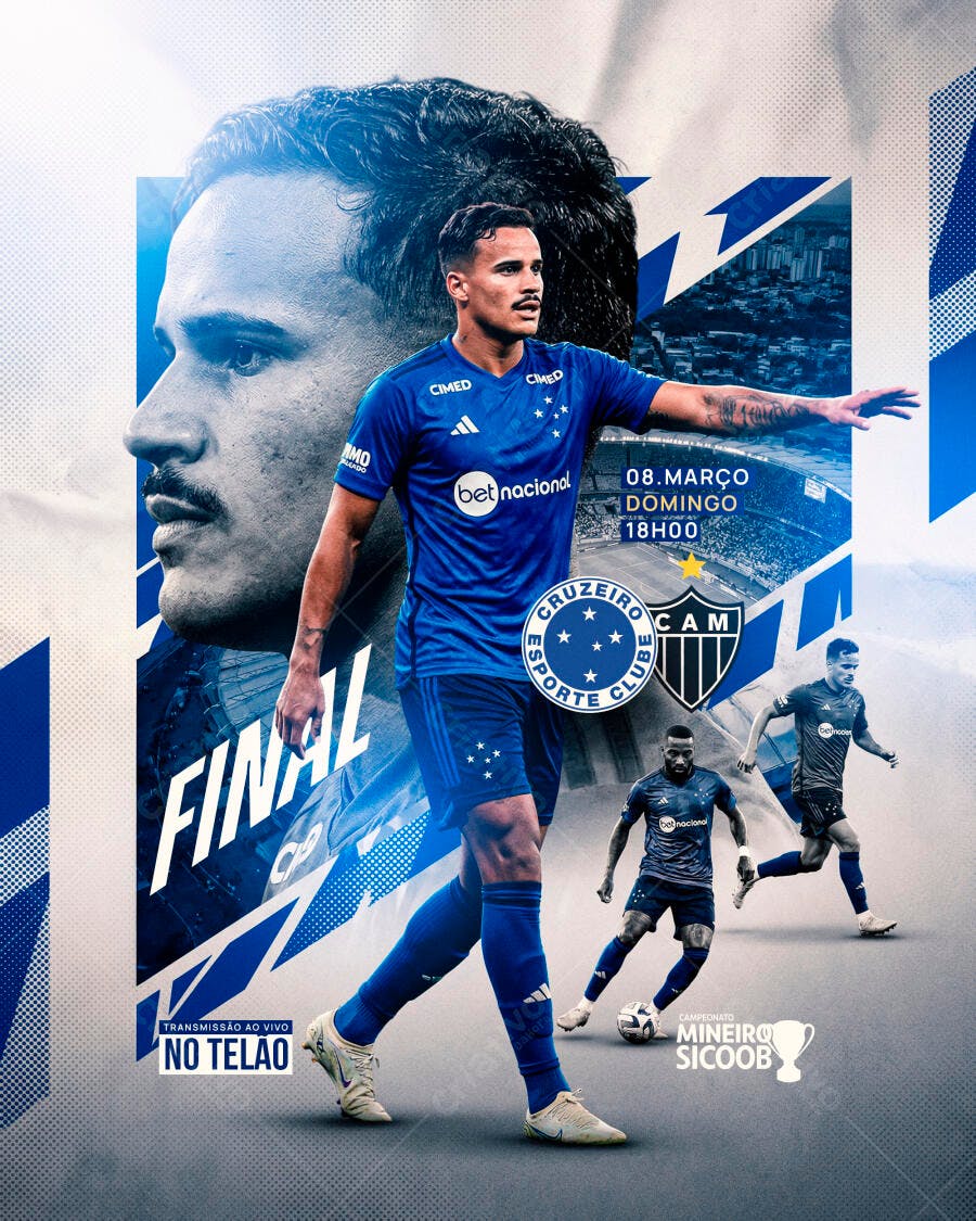 Post Futebol Cruzeiro Final Campeonato PSD Editável
