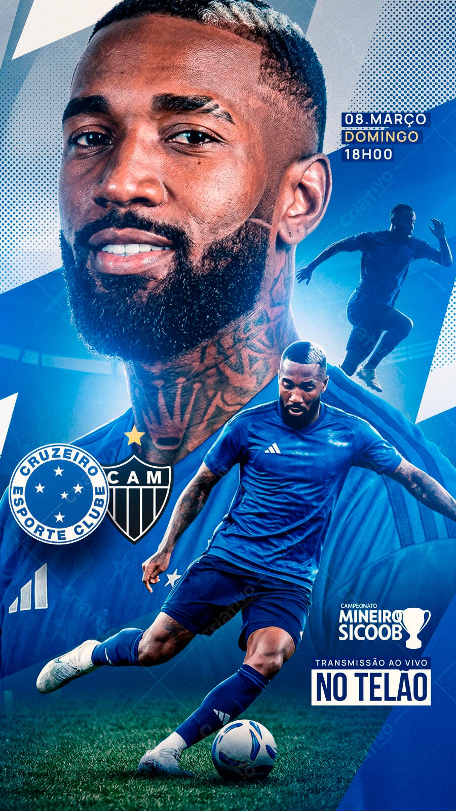 Post Instagram Futebol Cruzeiro x Atlético Mineiro PSD Editável