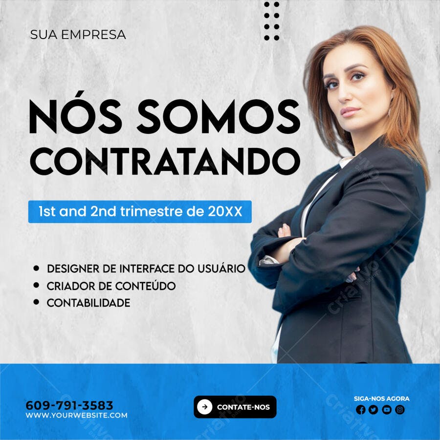 Post Instagram Contratando Vagas Empresa PSD Editável